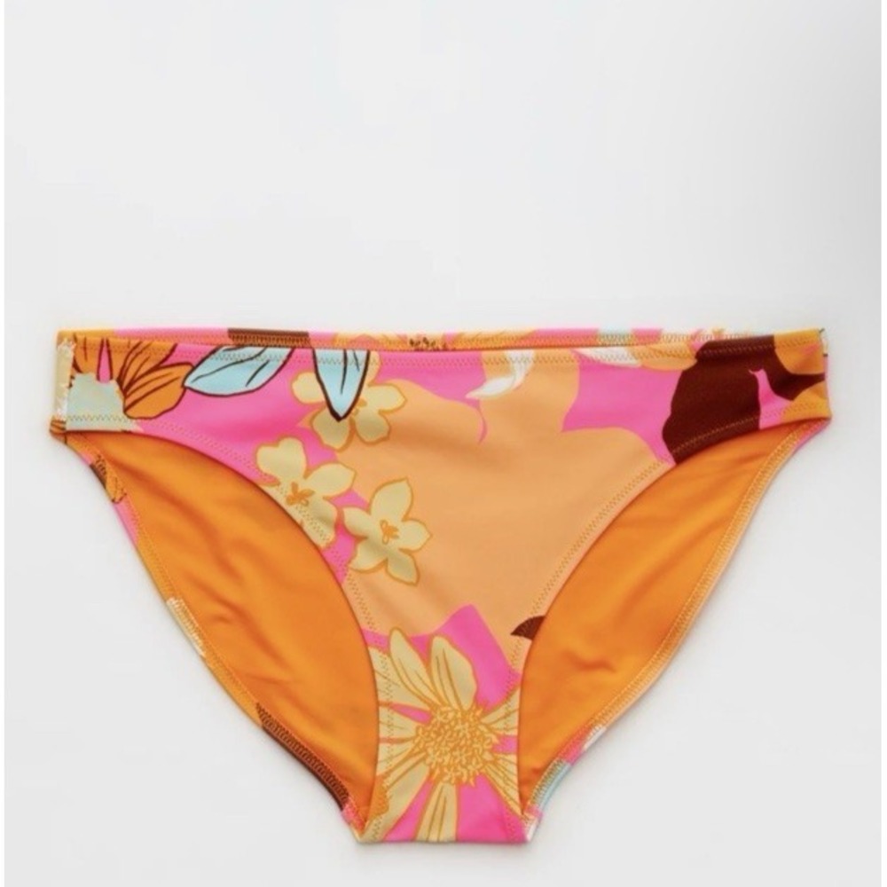 Aerie Size XL Full Coverage Floral Bikini Bottom Pink Infusion